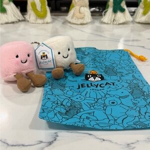 Jellycat Pink and White Plush marshmallow keychain!